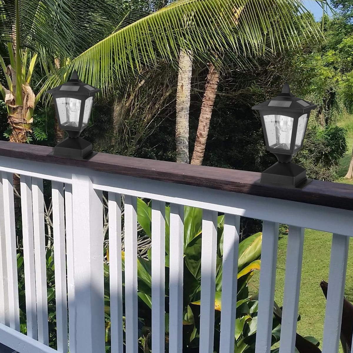 Kanstar 2 pack Solar Post Cap Lights for 4x4 Wood Posts, Waterproof LED Deck Lights for Fence & Patio