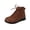 16#Brown, variant on Women Vintage Faux Leather Lace Up Ankle Martin Boots Knitted Sock Collar Thick Lug Sole Casual Short Combat Booties