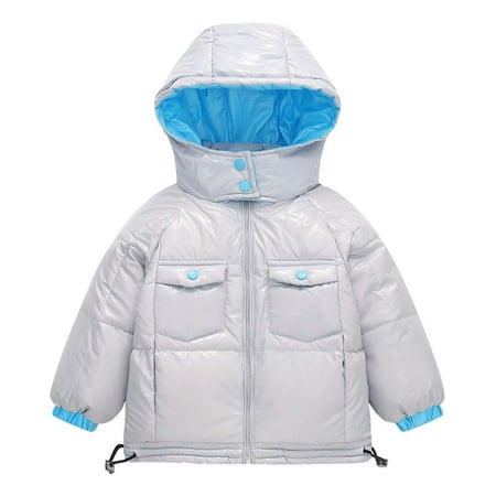 

Honeeladyy Winter Coats Autumn Winter Baby Boys Girls Workwear Colorful Disposable Windproof Hooded Down Jacket Gray Clearance under 10$