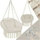 thumbnail image 1 of Silla hamaca colgante de diseñador de 1 plaza para interior y exterior con cómodo cojín de algodón beige - beige, 1 of 4