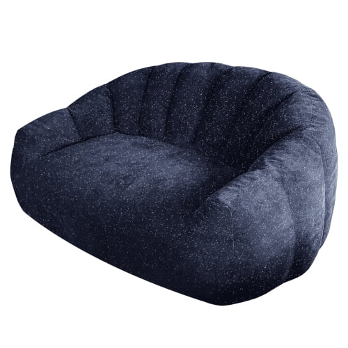 Bear Paw Sofa, Oversized Bean Bag Chair with Armrest, Shiny Silver Thread Faux Fur Plush, Filler Included, Ergonomic Comfy Seating for Living Room, Bedroom & Lounge, Blue