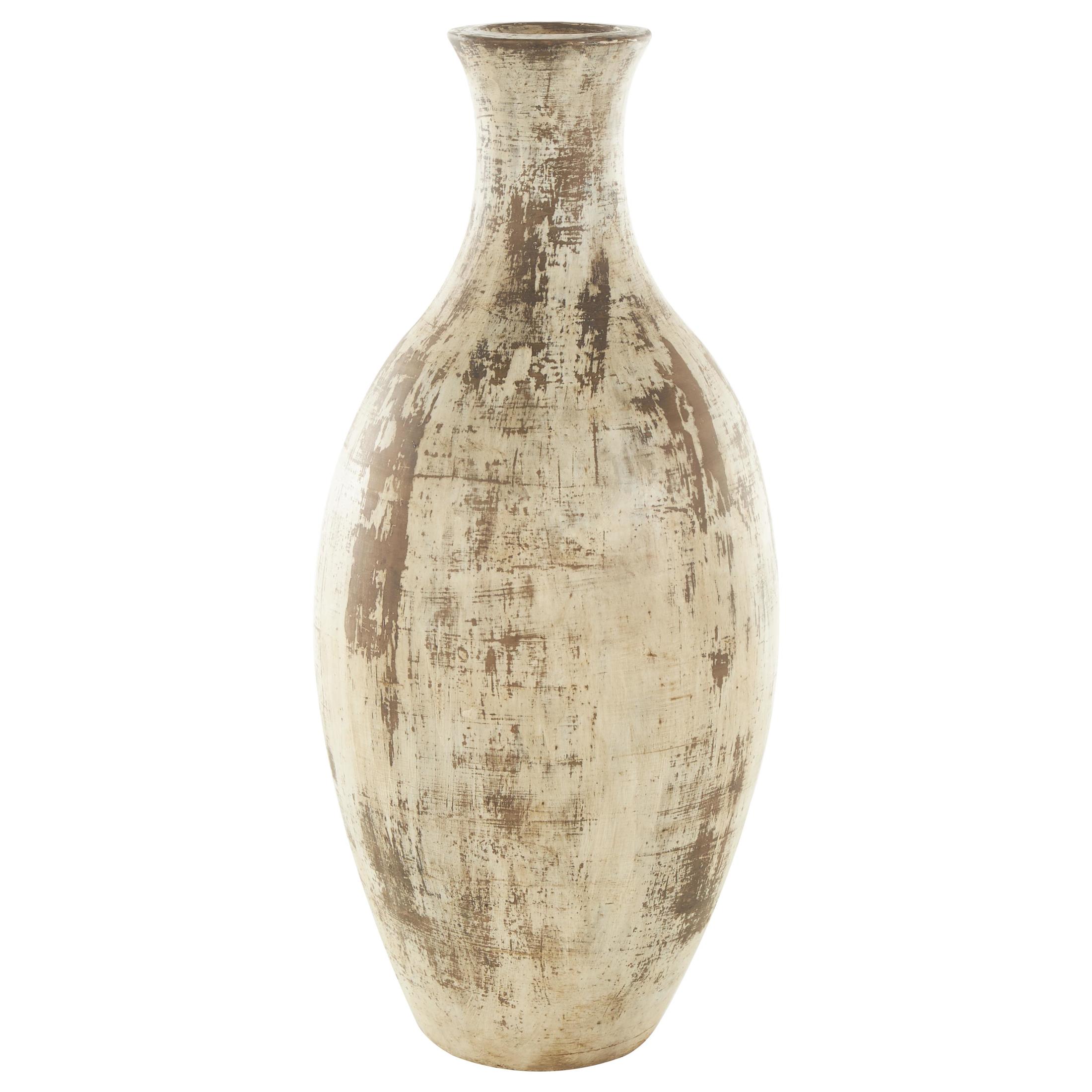 DecMode 22" Antique Style Distressed Brown Ceramic Vase