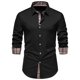 thumbnail image 1 of Blusa y camisa de manga larga con cuello vuelto para hombre, informal, con botones y retazos, de manga larga y cuello vuelto., 1 of 8