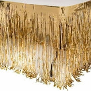 Angle View: Metallic Table Skirt, Gold