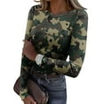 thumbnail image 3 of JGNGSHN Women's Long Sleeve Crew Neck Tops Soft Slim Fit Stretch Crew Neck Ribbed Knit Blouses Printed Tees Going Out Top, 3 of 8