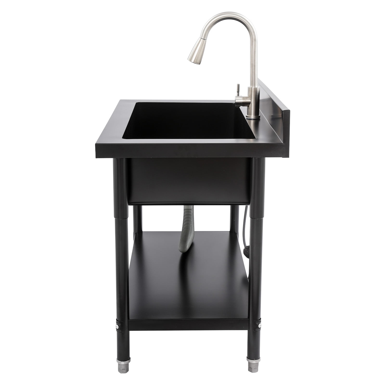 Black Stainless Steel 100x60x80cm Independent Sink With Pull-Out Faucet Commercial Kitchen Large-Capacity Working Sink