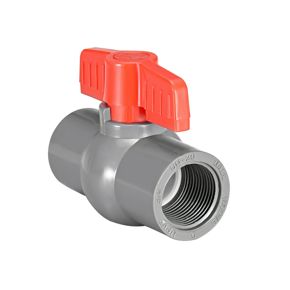 Uxcell PVC Ball Valve Water Pipe Threaded Ends G3/4 Female Red Gray
