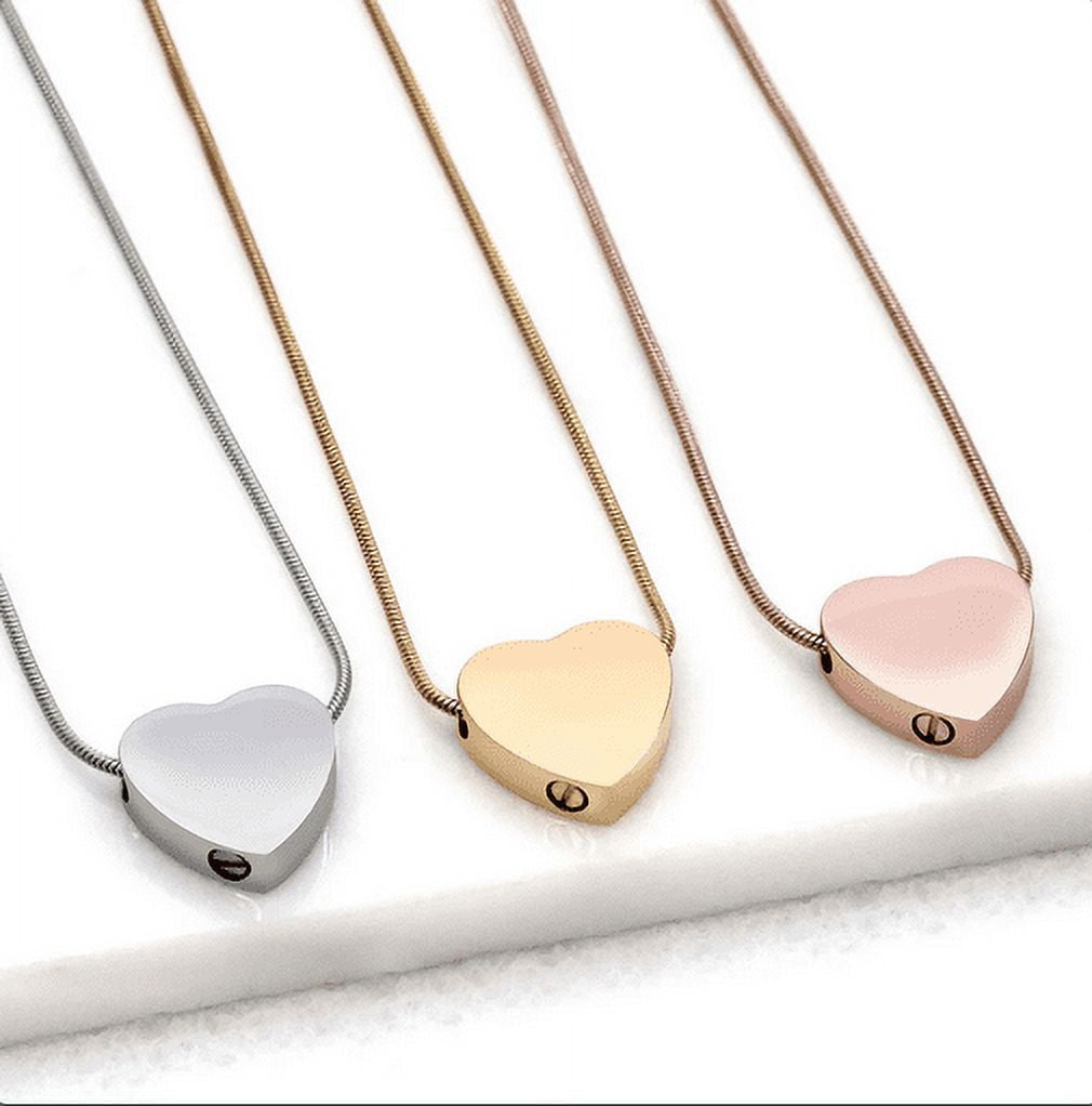 Custom Engraving Memorial Necklace, Personalized Jewelry Text and Icon Engraving, Ashes Holder Customer Keepsake Necklace, with Filling Kit and Velvet Box [Rose Gold, Text and Icon]