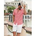 thumbnail image 3 of COOFANDY Mens Button Down Short Sleeve Shirt White Dress Shirt for Men Linen Shirt for Summer Beach Vacation Wedding, 3 of 6