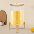 thumbnail image 3 of Fichiouy 8.5Qt Transparent Glass Rice Containers Round Food Storage Jar with Airtight Lid and Bamboo Base Support for Grain Flour Sugar Pasta and Spice, 3 of 15