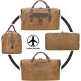 thumbnail image 5 of Bolso de Viaje para Hombre Bolso de Fin de Semana Bolso de Hombro de Lona Impermeable para Cuero Retro Bolso de Camping Grande Unisex para Bolso de Noche Marrón, 5 of 5