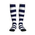thumbnail image 3 of Compression Socks for Women and Men - Navy Blue And White Stripes Compression Socks Circulation for Workout, 3 of 8