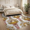 thumbnail image 3 of ODIKA 8'x10' Washable Area Rug Non-Slip Chair-Friendly Mat Cartoon Kittens Ribbon Bows Blooming Flower Border Boho Cute Refined Structured for Dining Room, Large Office, Lounge, 3 of 7