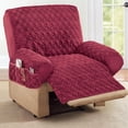 thumbnail image 2 of Collections Etc Diamond-Shape Quilted Stretch Recliner Cover with Storage Pockets and Elastic Straps - Furniture Protector, Burgundy, Recliner, 2 of 4