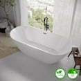 thumbnail image 3 of Rainlex 67" Freestanding Bathtub, Oval Shaped Acrylic Freestanding Tubs, Acrylic Glossy White Soaking Tub with Overflow and Pop-up Drain RX-A02-67, 3 of 10