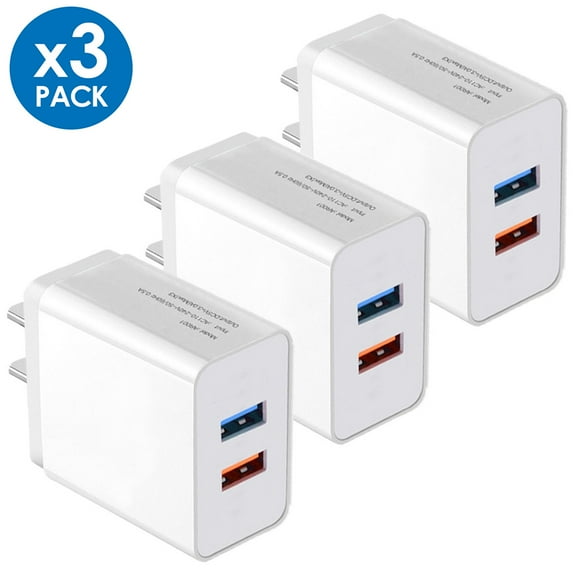 USB Wall Charger, Charger Adapter, TRMTECH 3-Pack 2.1A Dual Port Quick Charger Plug Cube for iPhone 14 13 12 11 Pro Max 10 SE X XS 8 Plus Samsung Galaxy S22 S21 S20 Power Block Fast Charging Box Brick