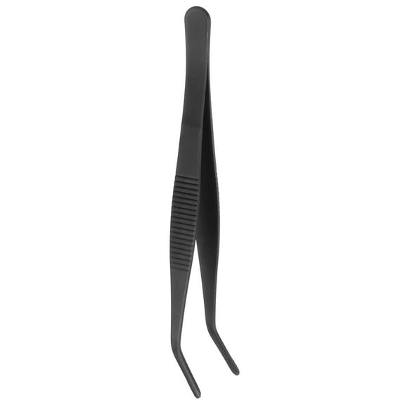 Uxcell Stainless Steel Tweezers 5.5 Inch Long Curved Serrated Tip Tweezers Multi-Purpose Kitchen Tongs for Cooking Gardening Repairing Craft, Black
