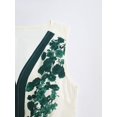 thumbnail image 4 of Dark Green Floral Print Deep V-Neck A-Line Midi Dress With Belt, Elegant Romantic Tea Dress For Women, 4 of 5