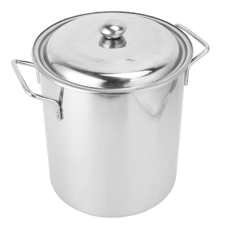 Stainless Steel Thick Stockpot Large Capacity Soup Pot Multipurpose Rice  Bucket with Lid (Strip-type Handle) (22cm) 