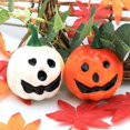 thumbnail image 3 of Calabazas de simulación Zulema utilería para fotos de relleno de cestas para festivales Acción de Gracias blanco y naranja, 3 of 8