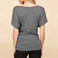 thumbnail image 4 of Tauxra Women's V Neck Short Sleeve Wrap Front Drape Tunic Top Gray XL, 4 of 6