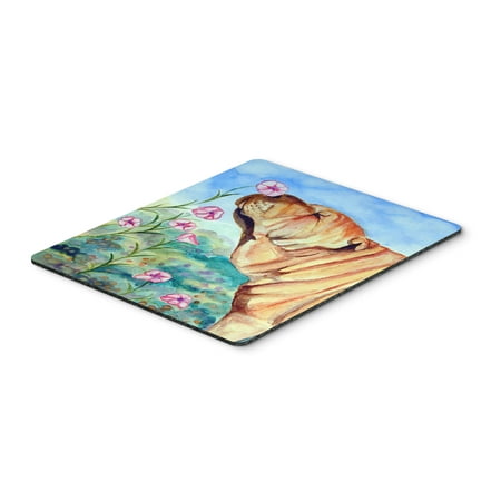 Shar Pei smell the flowers Mouse Pad / Hot Pad / Trivet