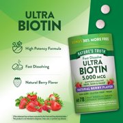 Ultra Biotin 5000mcg | 78 Fast Dissolve Tablets | Hair Skin, Nails | Berry Flavor | by Nature's Truth