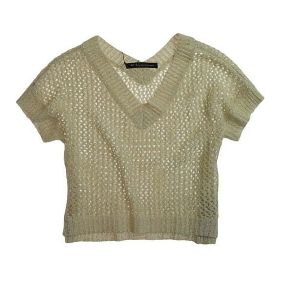 Womens Glittery V-neck Mesh Knit Sweater