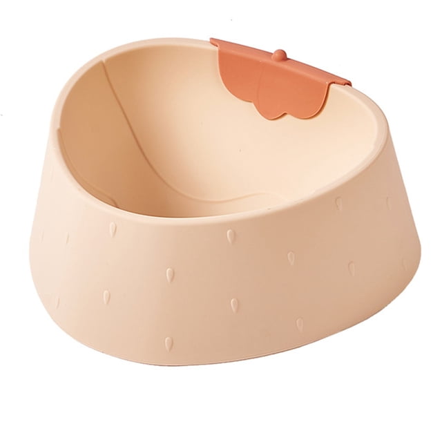 Cuenco para mascotas para evitar resbalones, resistente a colisiones, plato de agua para comida para gatos con forma de fresa bonita para perros y cachorros, color rosa
