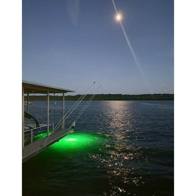 Green Blob Outdoors New Underwater LED Fishing Light 15000 Lumens 12V  Battery Powered with Alligator Clips Fish Light Attracting Snook Crappie  for