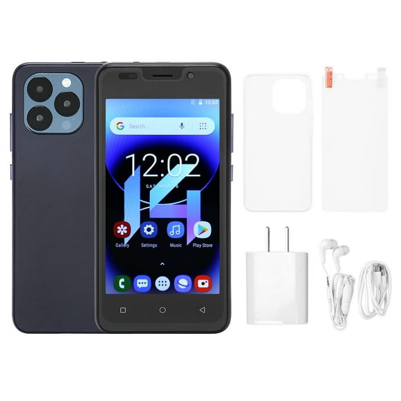 I14 Pro Max 5.0in 3G Smart Phone Face Unlocked Phone 4GB RAM 32GB ROM Dual Cards Dual Standby For Android 10 System 100?240V Purple