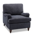 thumbnail image 2 of Upholstered Accent Chair, Single Sofa Chair with English Roll Arm and Thick Cushion, Modern Reading Chair with Solid Wood Legs, Lounge Chair for Living Room Bedroom Office, Navy, 2 of 7