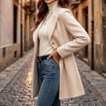 thumbnail image 7 of cocolona Pea Coats for Women Solid Color Elegant Notched Lapel Single Breasted Overcoat Slim Fit Pleated Hem Long Jacket, 7 of 7