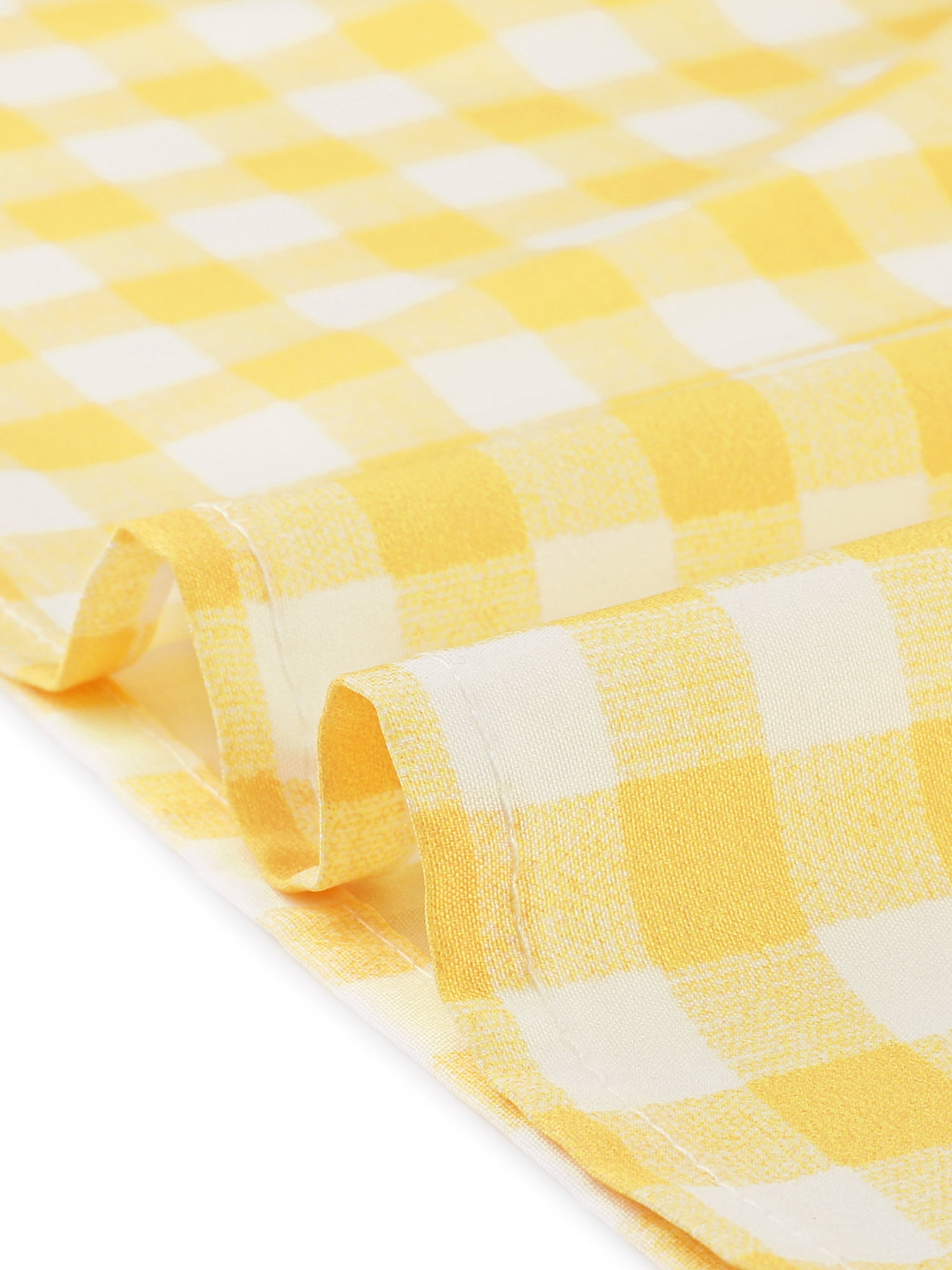 Unique Bargains Women's Gingham Short Sleeve Casual Plaid Smocked Dress S Yellow