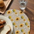 thumbnail image 3 of Brown Yellow Sunflower Round 13 Inch Placemats Set of 6, Summer Botanical Farmhouse Floral HeatResistant Non Slip Place Mats for Dining Table, Wipeable Braided Kitchen Table Mats for Housewarming, 3 of 9