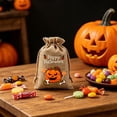 thumbnail image 2 of AZXY Halloween Drawstring Gift Bags Texture Pumpkin Print Candy Treat Pouches, Reusable Portable Multipurpose Goodie Sacks for Halloween Party Favors & Holiday Decor Storage, 2 of 7