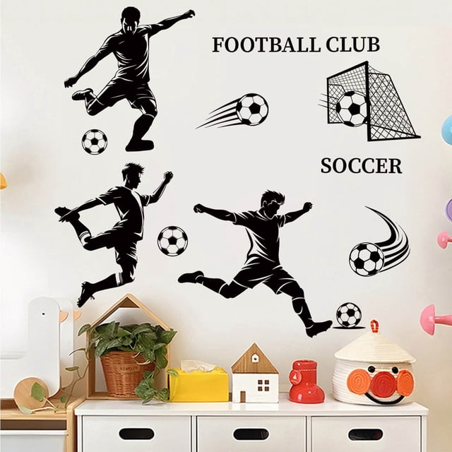 Pegatina de pared de fútbol americano para la habitación, calcomanía de PVC con temática de fútbol, fácil de pelar y pegar, impermeable, decoración deportiva para dormitorio o sala de juegos