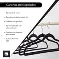 thumbnail image 2 of Set De 50 Ganchos De Ropa Terciopelo Antideslizantes Premium negro, 2 of 6