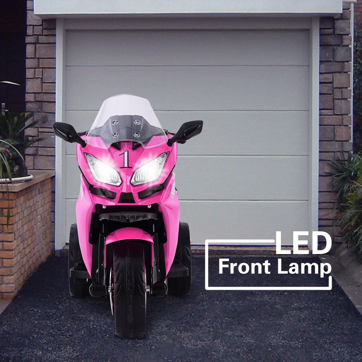 12V Electric Motorcycle Ride-On with Light-Up Wheels, 3-Wheel Rechargeable Battery Bike, Music & Sound Effects