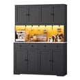thumbnail image 5 of Homfa Kitchen Pantry Cabinet with LED, 72.4" Freestanding Kitchen Cabinet with Hutch & 4 Drawers, Wood Storage Cabinet for Dining Living Room, Black, 5 of 8