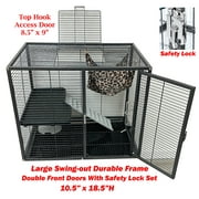 LARGE Dexlue Full Double Unit Two Story Small Animal Critter Rolling Cage Ferret Habitat Mouse Rat Gerbil Home Guinea Pig House Tight 1/2-inch Wire Spacing Chinchilla Sugar Glider Hedgehog