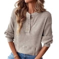 thumbnail image 3 of MXUIKV Womens Casual Shirts Long Sleeve Knitted Regular Fitted Pullover Womens Casual Crew Neck Shirts Solid Color, 3 of 5