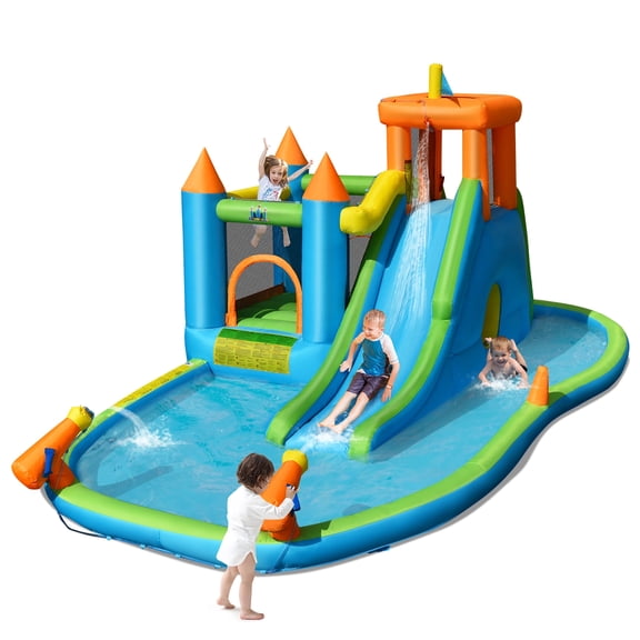 Costway Bountech Inflatable Water Slide Kids Bounce House Splash Pool without Blower for Toddler, Bouncy Water Park