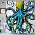thumbnail image 4 of Nautical Octopus Shower Curtain, Funny Blue Ocean Animal Octopus Kraken Fabric Shower Curtains Set for Kids Boys Men Bathroom Decoration with Hooks 72 X 72 inch Cool Bath Decor, 4 of 4