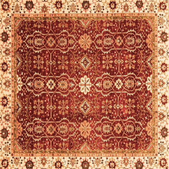 Ahgly Company Indoor Square Abstract Orange Modern Area Rugs, 8' Square