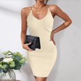 thumbnail image 2 of Sngxgn Women's Long Sleeve Ruched Bodycon Dress Square Neck Party Midi Dresses(Beige,XL), 2 of 5