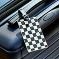 thumbnail image 3 of Protege Black and White Checkerboard Luggage Tag, 3 of 6