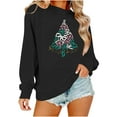 thumbnail image 4 of GUZOM Womens Black Christmas Sweatshirt, 100% Polyester Crewneck Long Sleeve with Bow Christmas Tree & Merry Christmas Print, Loose Casual Holiday Top for Women,Size XL, 4 of 8