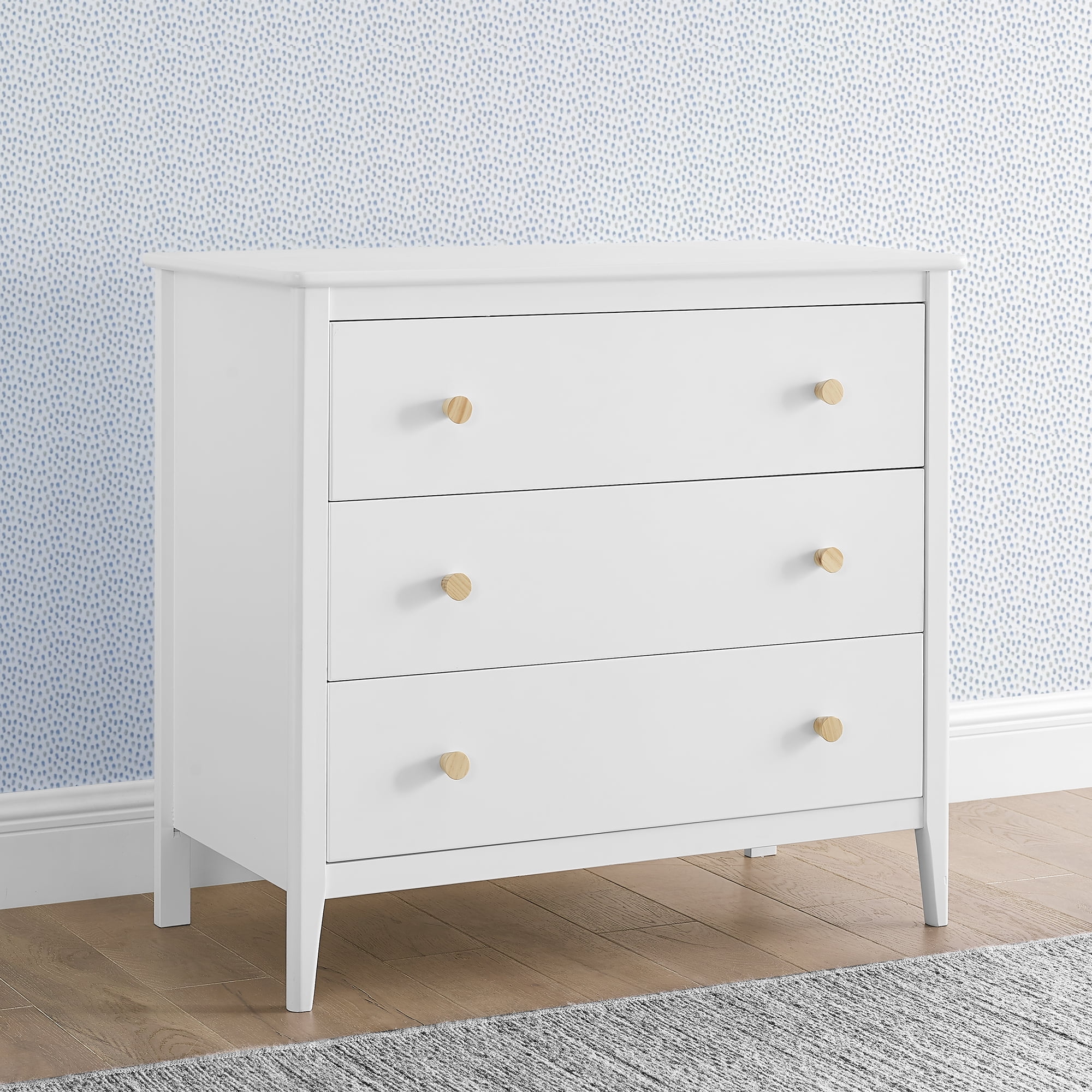 Delta Children Casey 3 Drawer Dresser, Bianca White/Natural