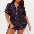 thumbnail image 3 of Women’s Short Sleeve Pajama Set Button Down Lounge Set Collared Sleepwear Two Piece Soft Breathable Nightwear Casual Home Loungewear with Shorts, 3 of 9